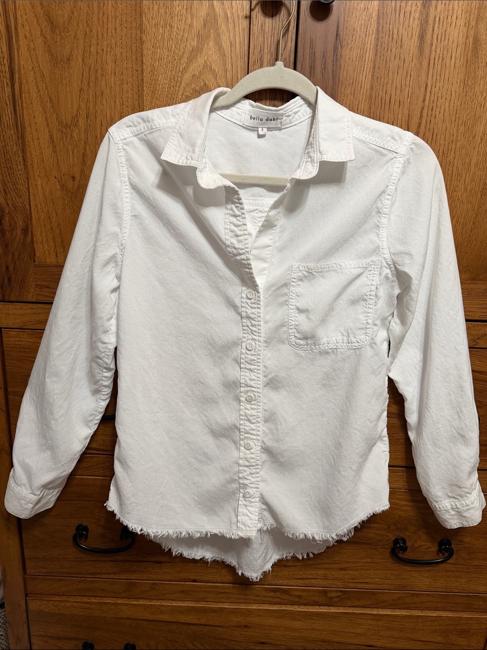 Bella Dahl White Button-Down Shirt with Chest Pocket